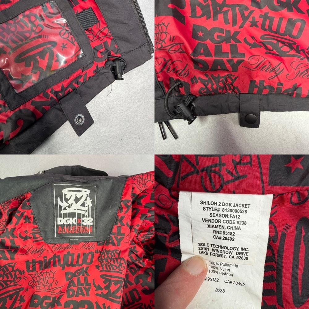 DGK X 32 Collection Shiloh 2 Jacket Smiley 2012 Snowboard Skater Large RARE - Picture 14 of 16